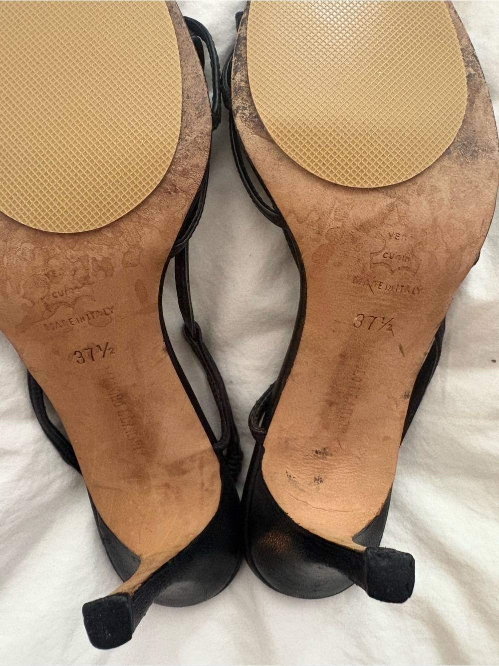 Manolo Blahnik Black Strappy Open-Toe Heels 37.5 - Picture 5 of 11